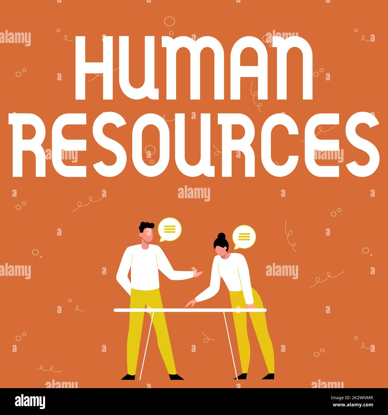 Sign displaying Human Resources. Business overview The showing who make up the workforce of an organization Partners Sharing New Ideas For Skill Improvement Work Strategies. Stock Photo