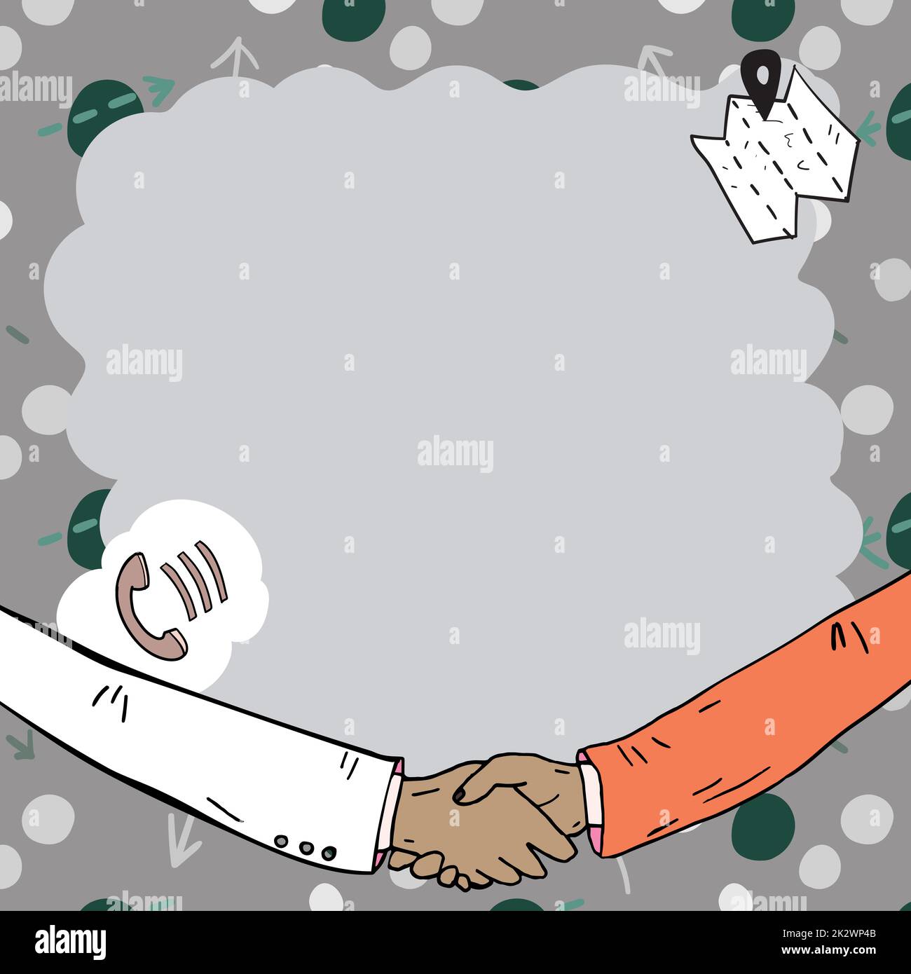 Blank frame decorated with communication harmony symbols. Empty poster