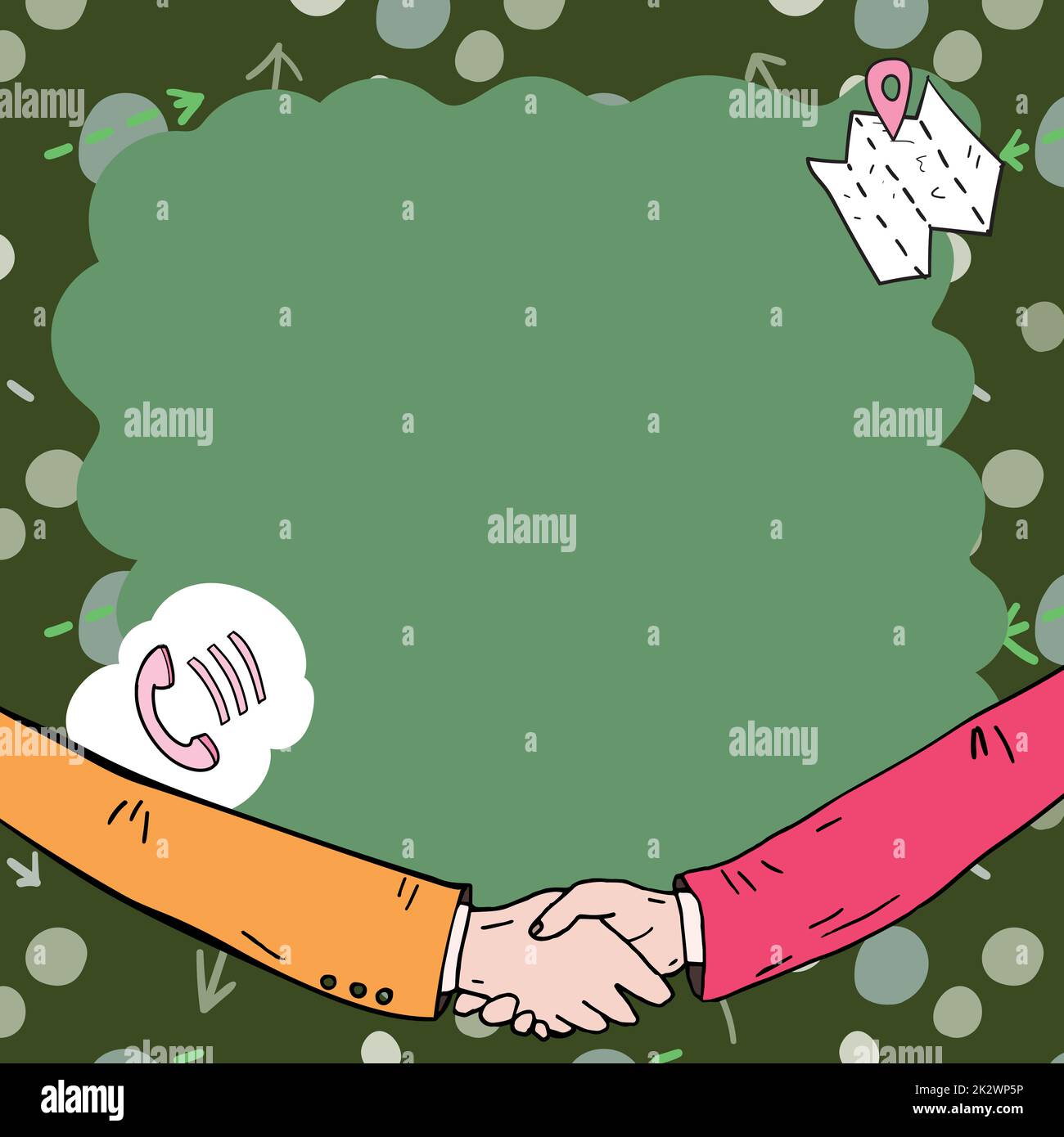 Blank frame decorated with communication harmony symbols. Empty poster