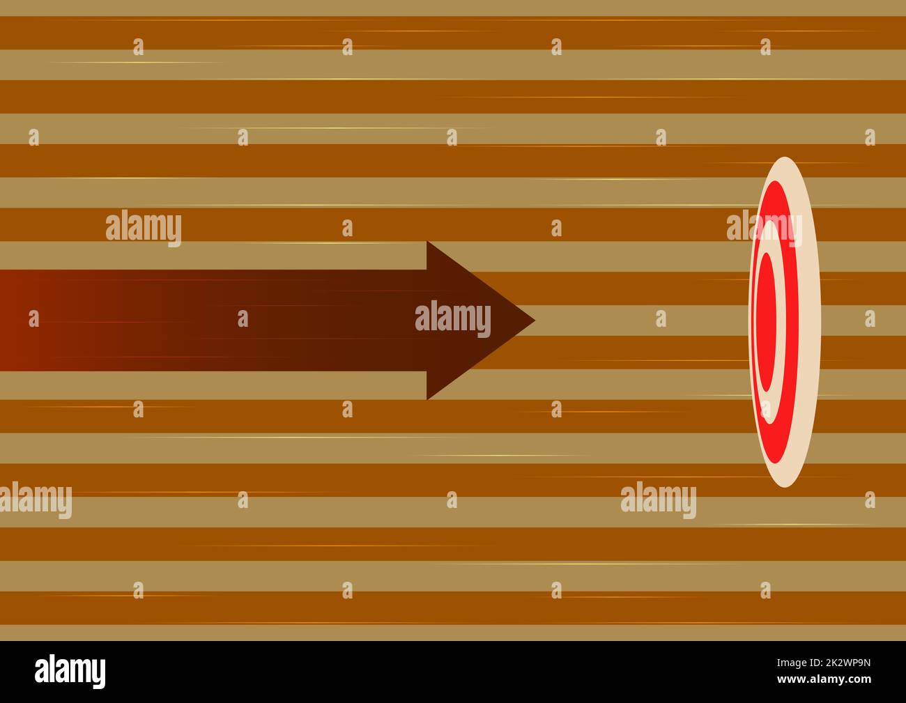 Arrow moving quickly towards aim target representing achieving goal ...