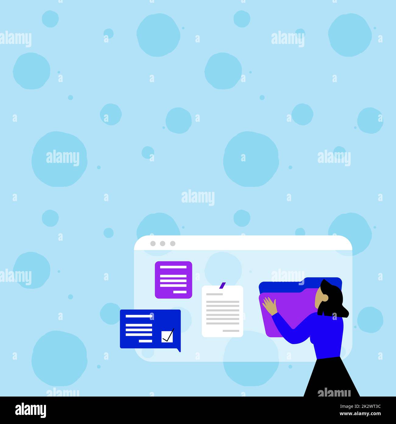 Woman Arranging Browser History, Editing Organizing Online Files, Spreading Cyber Business