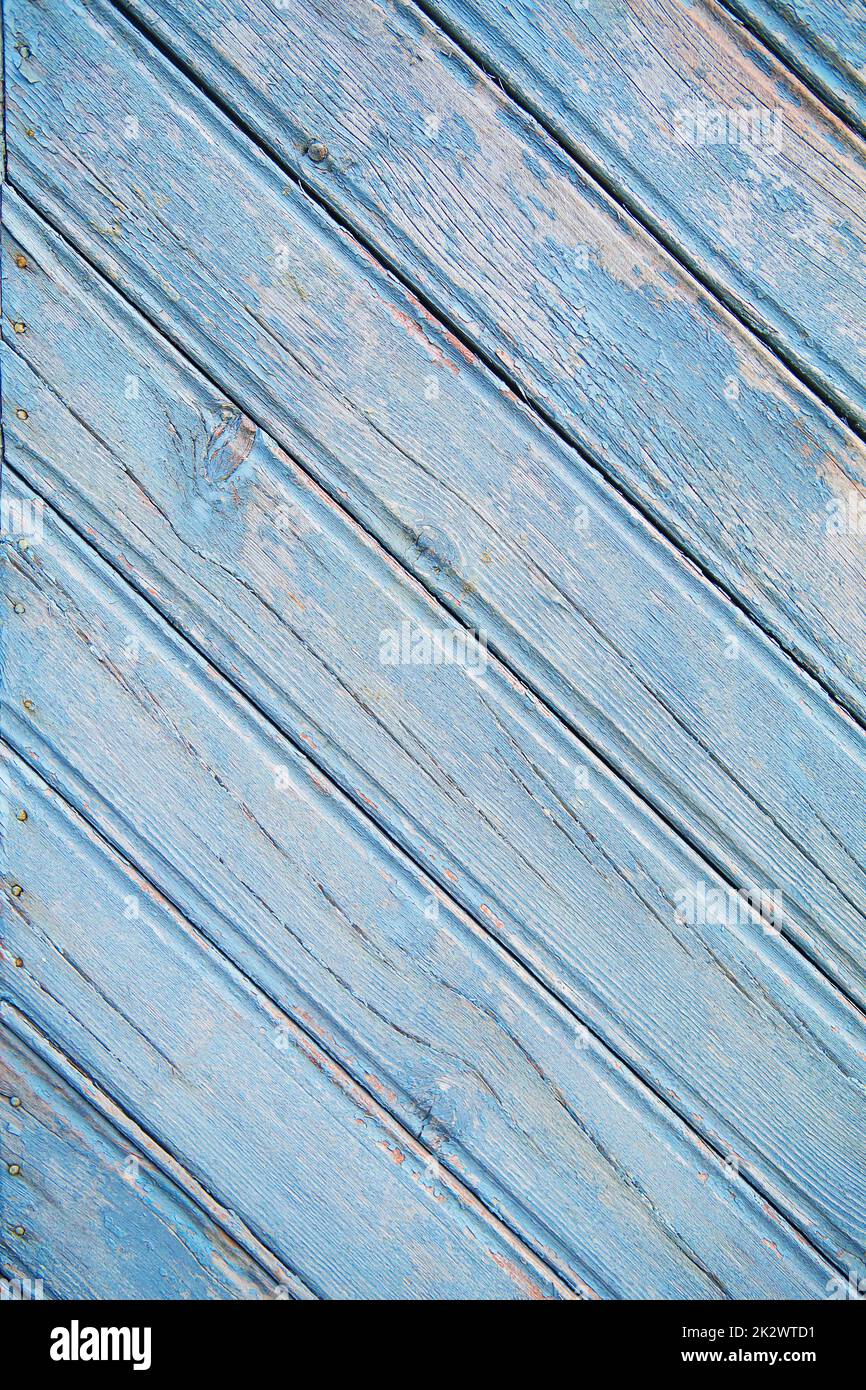 old blue wooden fence, texture for background Stock Photo
