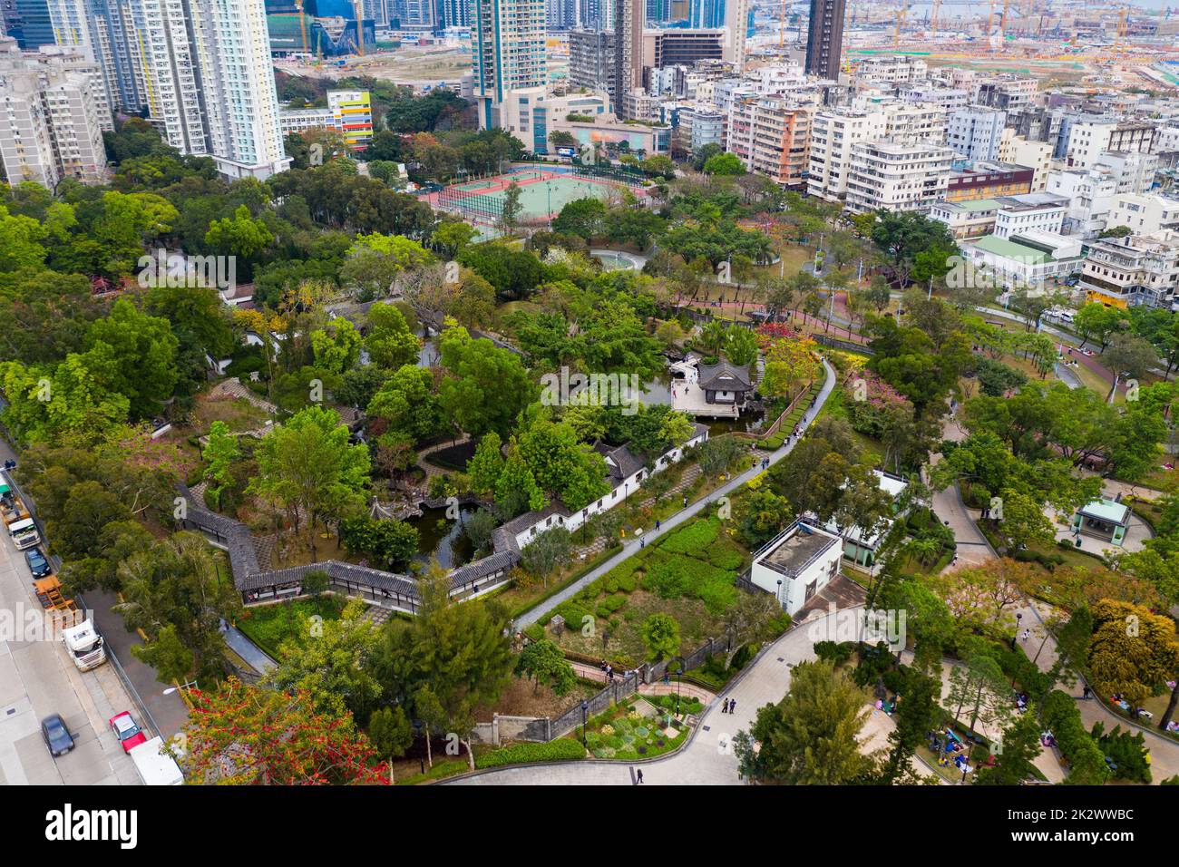 Top view of Kowloon Walled City Park Stock Photo - Alamy