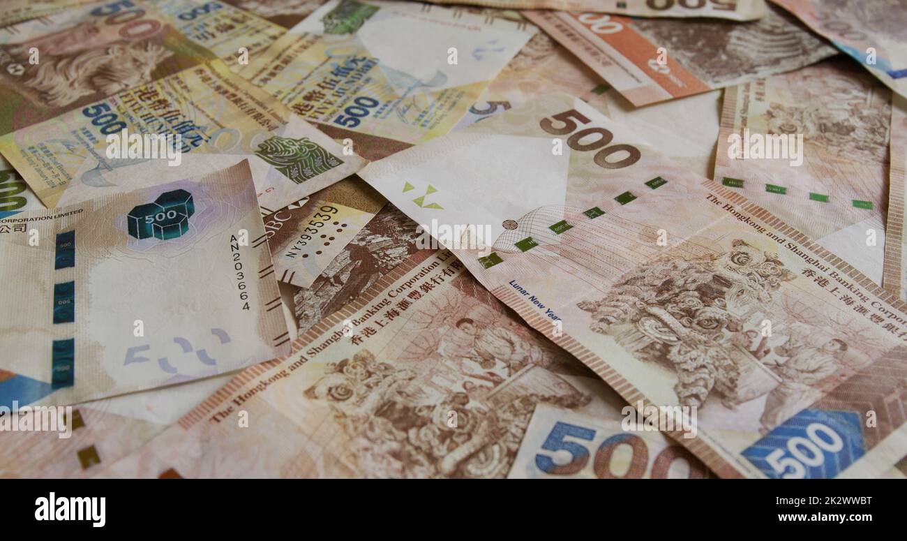 Stack of Hong Kong banknote, five hundred dollar Stock Photo