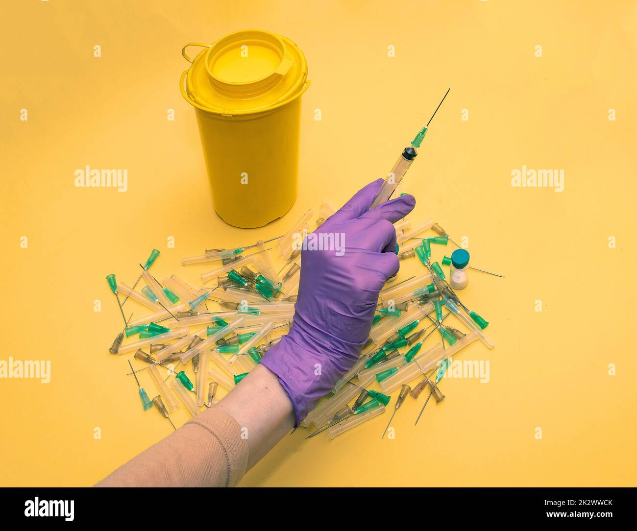 Hand with medical needles Stock Photo Alamy