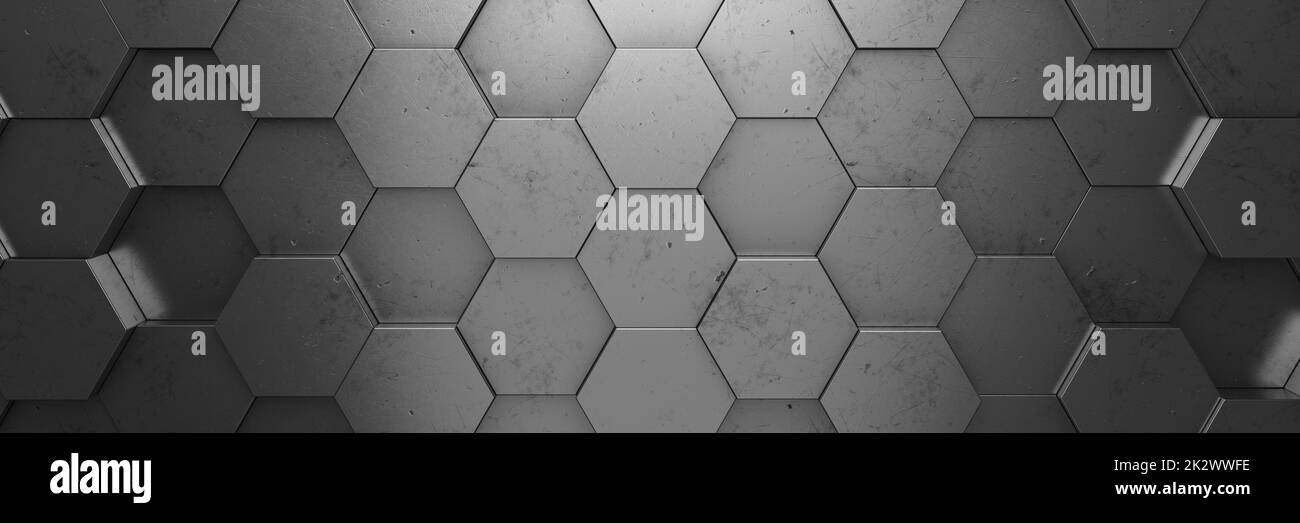 Futuristic and technological hexagonal background. 3d rendering Stock Photo