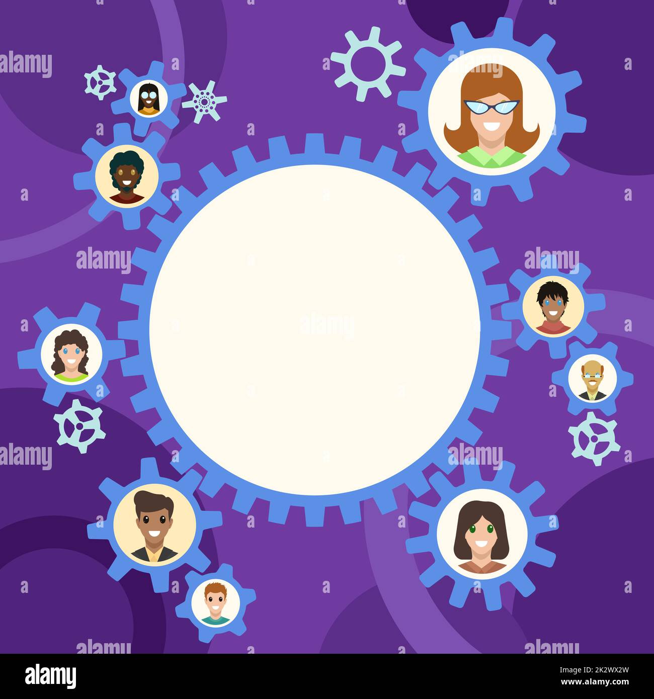 Colleagues Presented Inside Cogwheels Showing Definition Of Teamwork