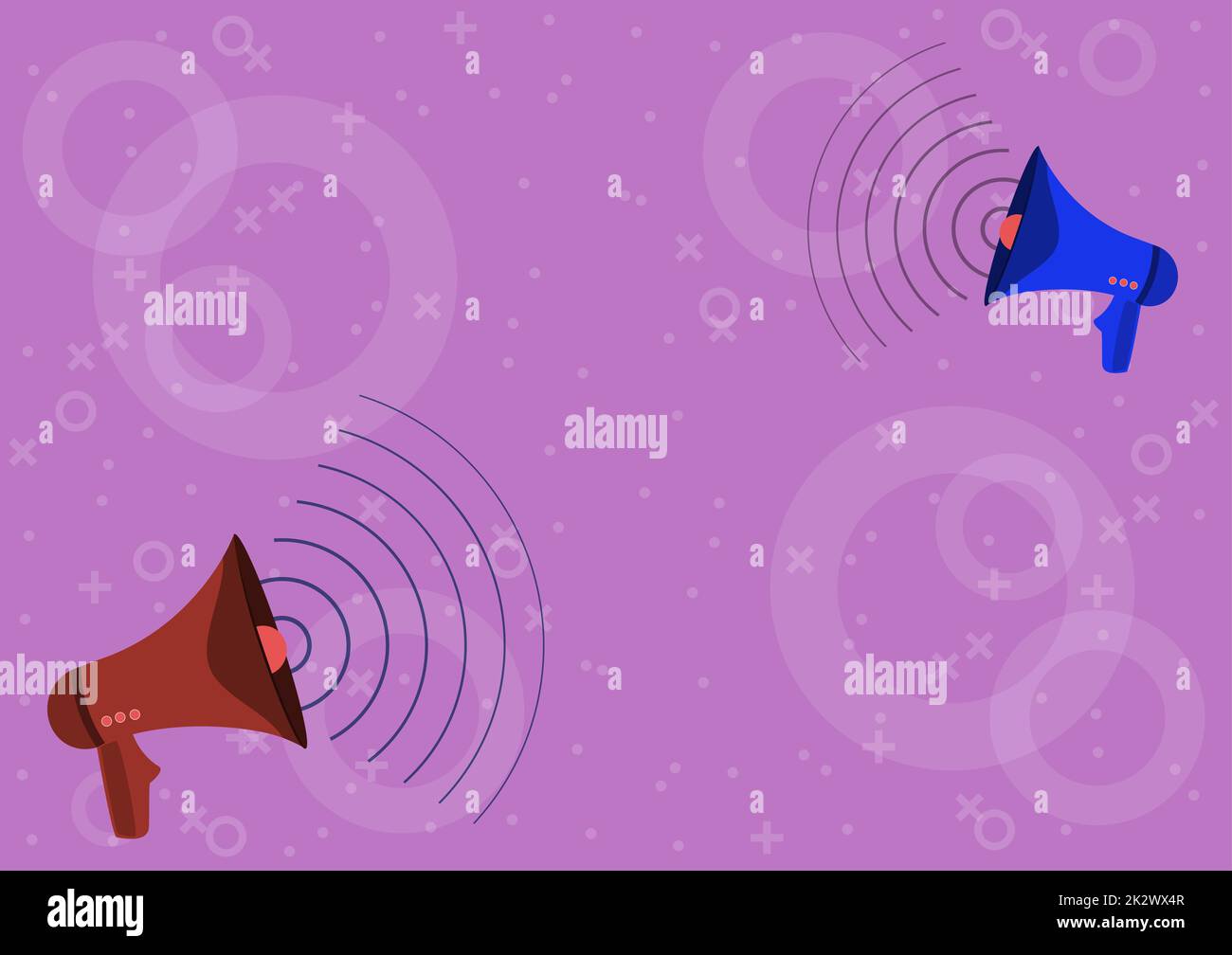 Pair Of Megaphones Drawing Producing Sound Waves Making New