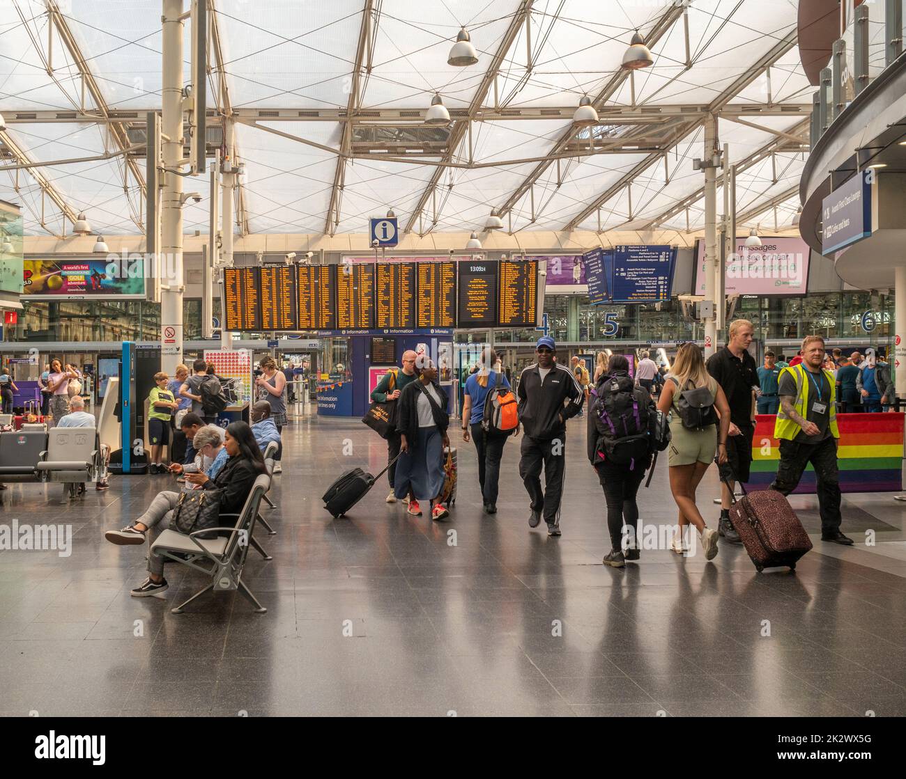 Passengers on Manchester Piccadilly station concourse. UK Stock Photo