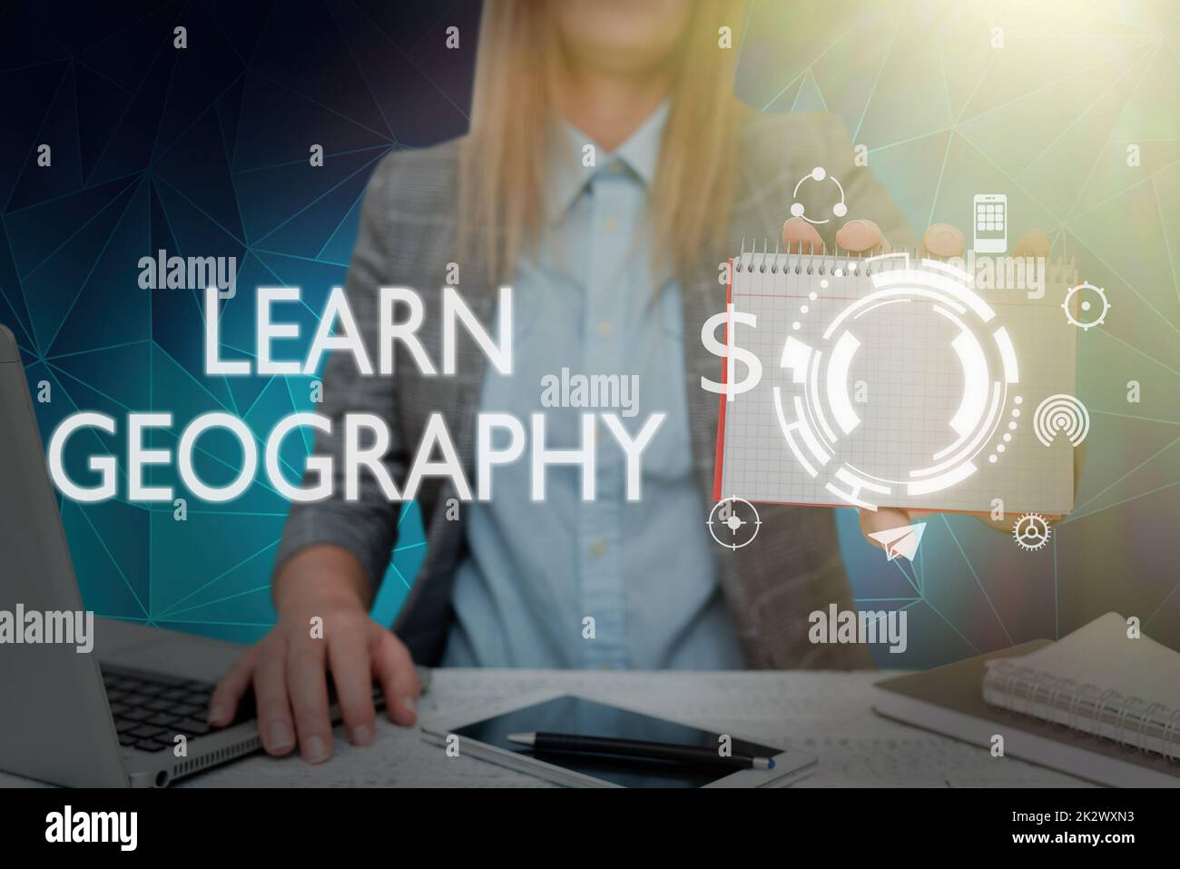 Conceptual display Learn Geography. Word for study of physical features