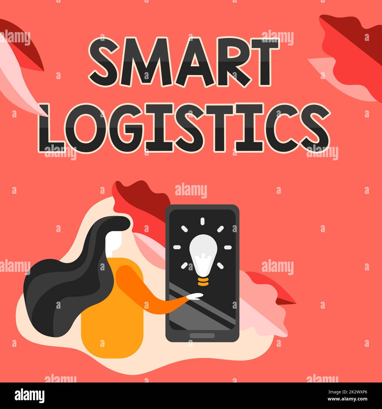 Text showing inspiration Smart Logistics. Business concept integration of intelligent technology in logistics system Lady Pressing Screen Of Mobile Phone Showing The Futuristic Technology. Stock Photo