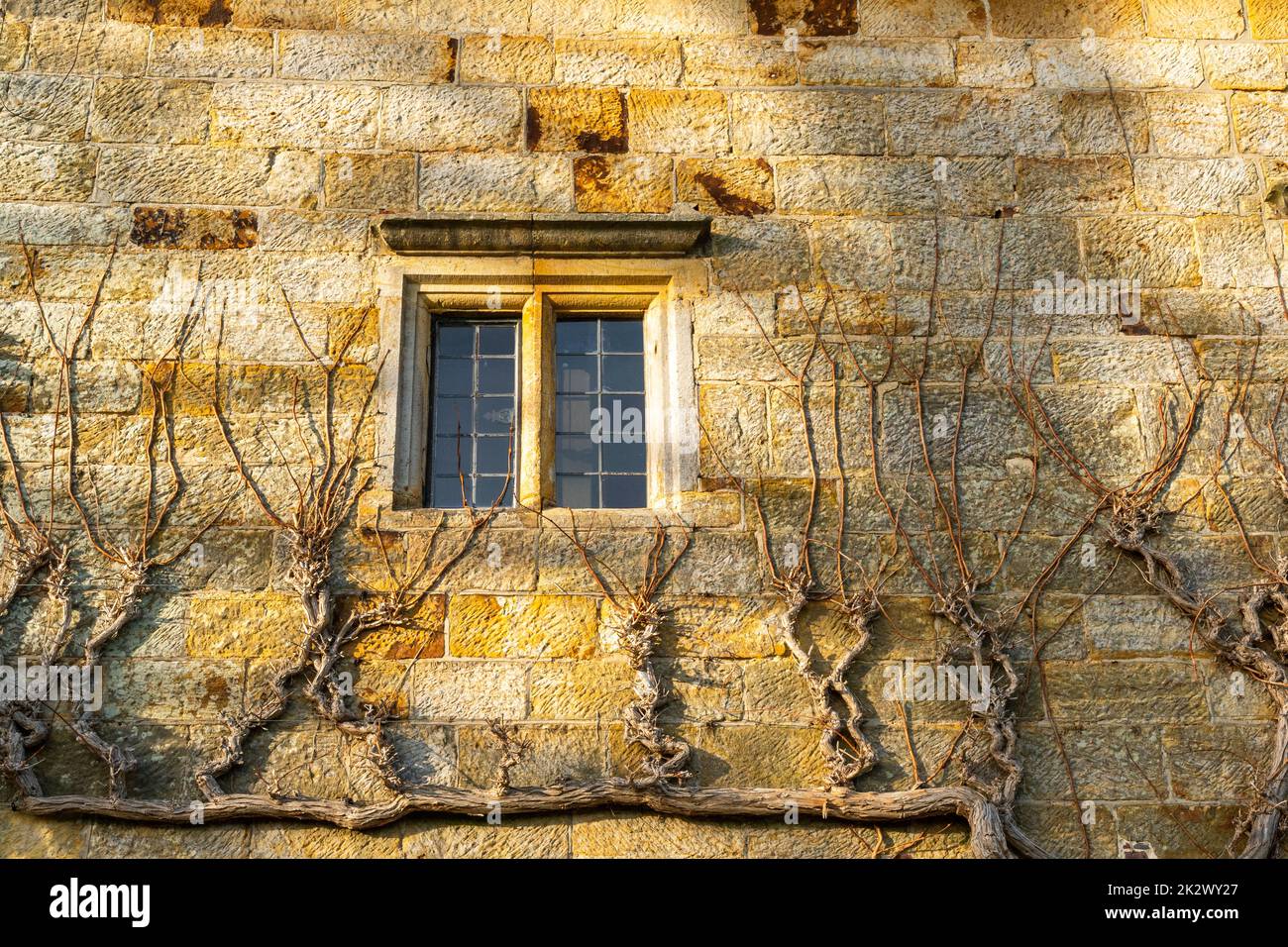Leaded windows with stone mullions and lintel at Bateman's, Burwash, East Sussex Stock Photo
