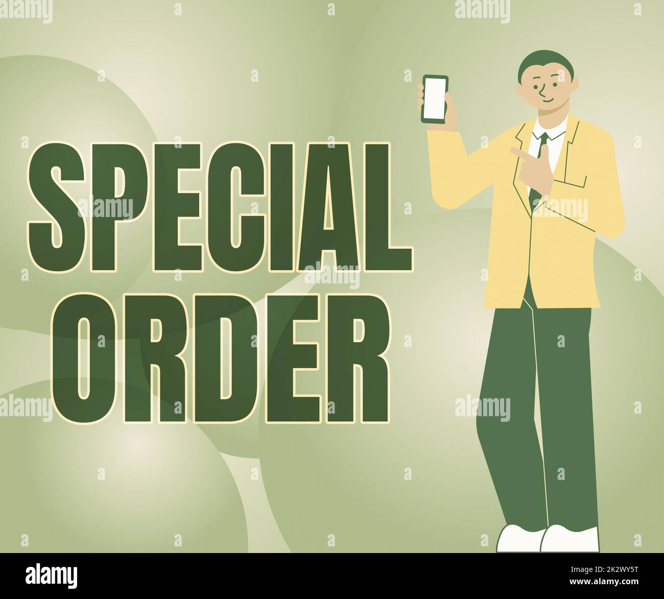 Handwriting text Special Order. Business concept Specific Item Requested a Routine Memo by Military Headquarters Man Holding Screen Of Mobile Phone Showing The Futuristic Technology. Stock Photo