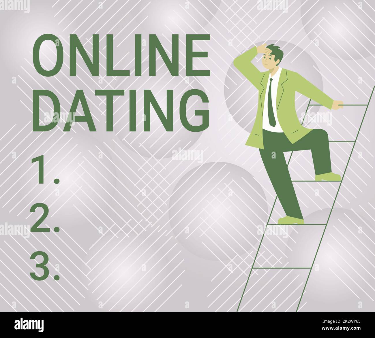 Conceptual display Online Dating. Concept meaning Searching Matching Relationships eDating Video Chatting Gentleman In Suit Standing Ladder Searching Latest Plan Ideas. Stock Photo