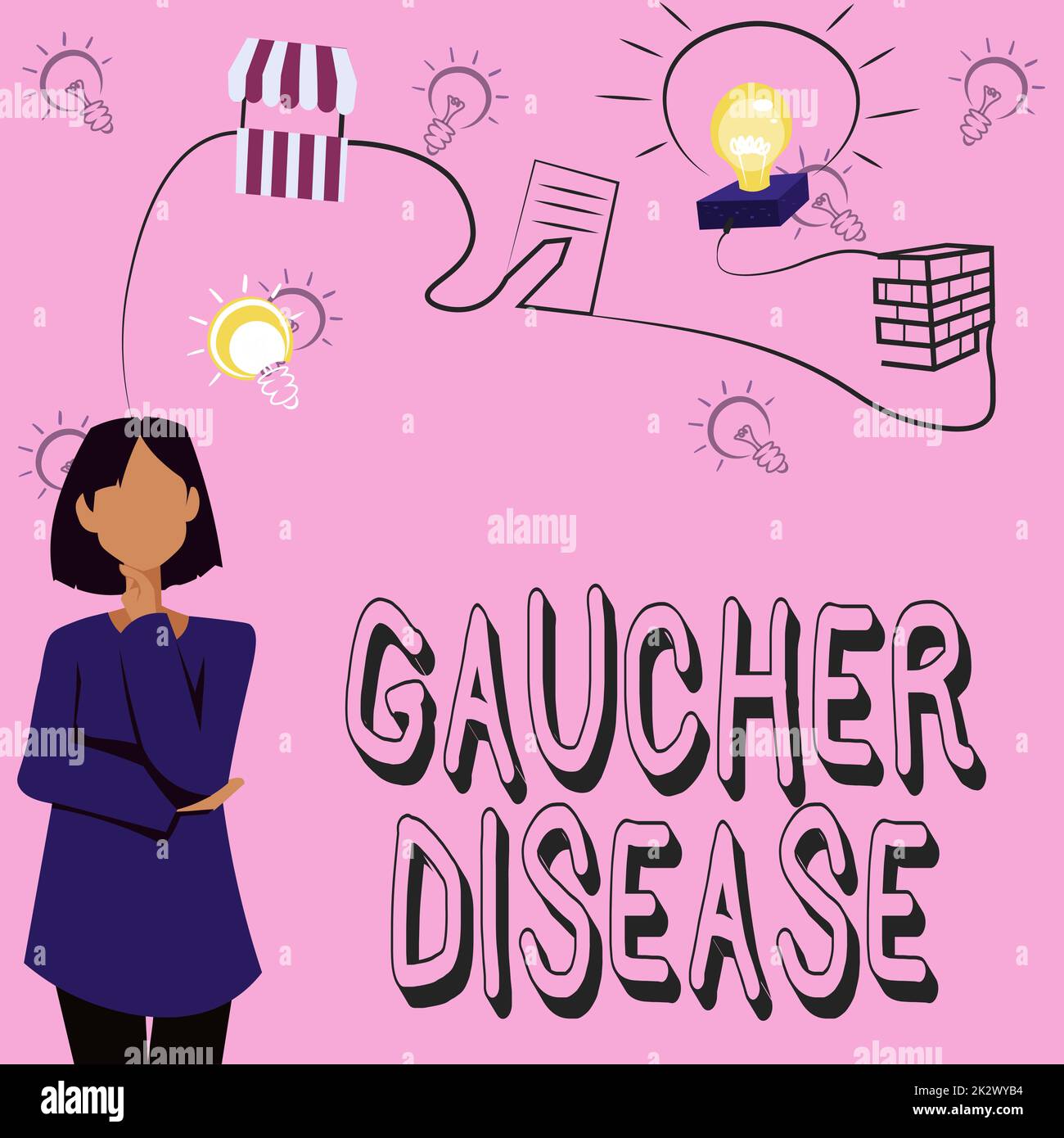 Hand writing sign Gaucher Disease. Business concept autosomal recessive inherited disorder of metabolism Woman Innovative Thinking Leading Ideas Towards Stable Future. Stock Photo