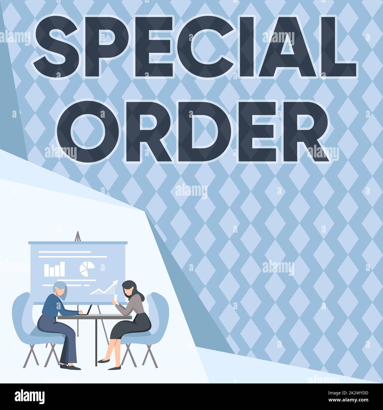 Text sign showing Special Order. Concept meaning Specific Item