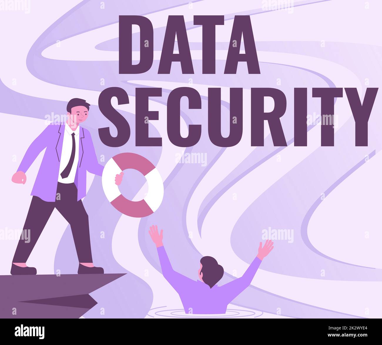 Writing displaying text Data Security. Business concept Confidentiality Disk Encryption Backups Password Shielding Gentleman In Suit Helping Colleague Representing Successful Teamwork. Stock Photo