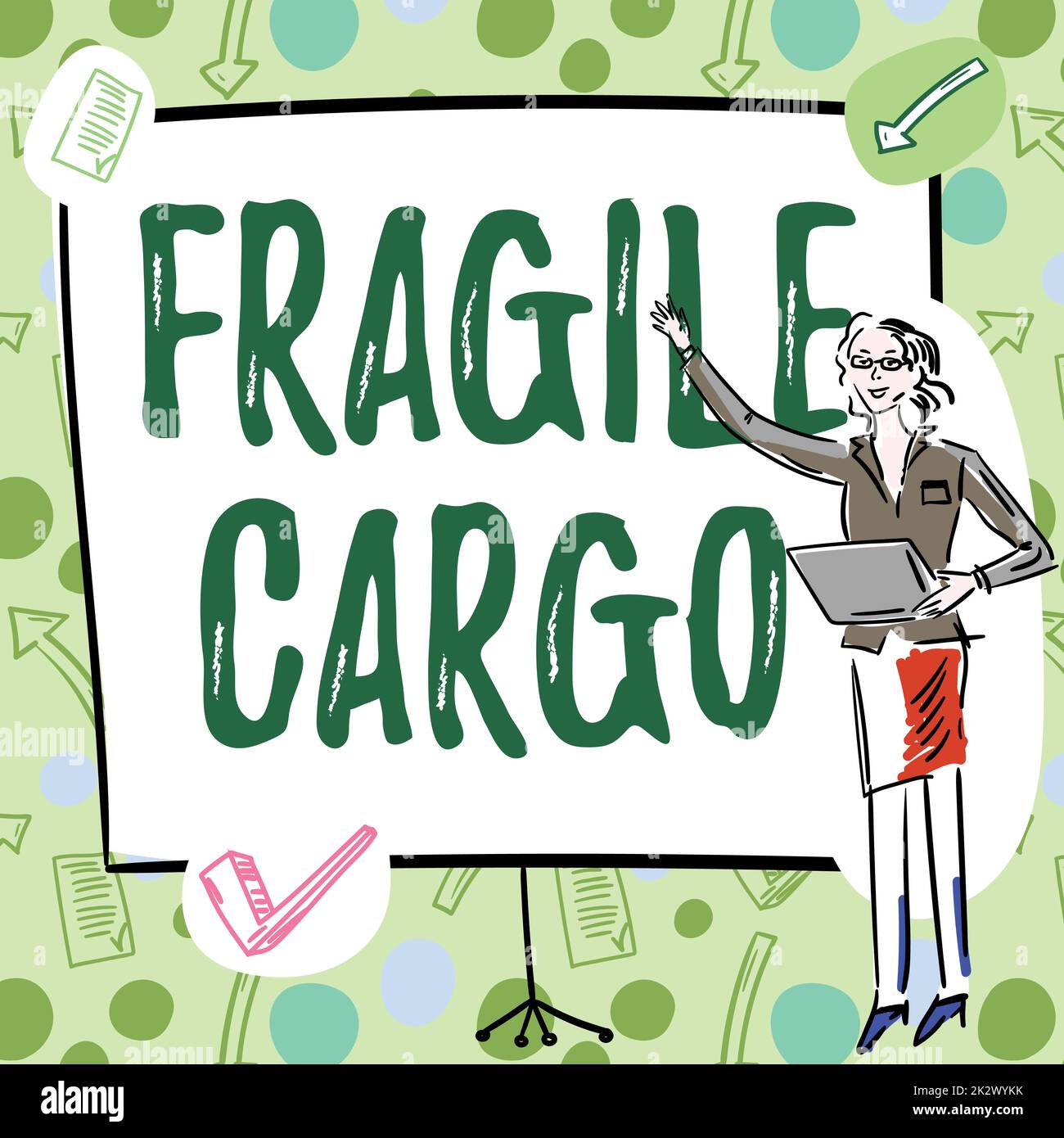 Hand writing sign Fragile Cargo. Concept Breakable Handle with