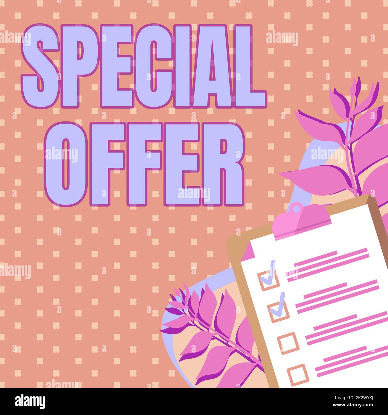 Conceptual display Special Offer. Business overview Selling at a lower or discounted price Bargain with Freebies Clipboard Drawing With Checklist Marked Done Items On List. Stock Photo