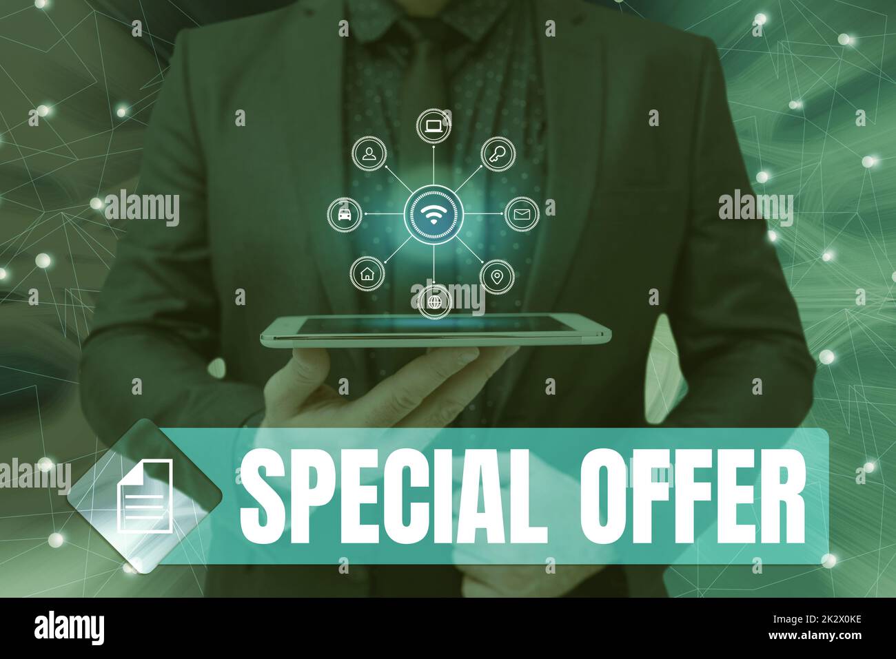 Sign displaying Special Offer. Business overview Selling at a lower or