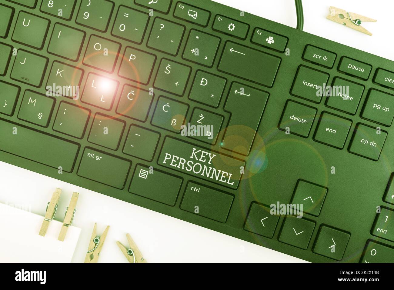 Text showing inspiration Key Personnel. Business idea Program Directors Principal Investigator Project Executives Computer Keyboard And Symbol.Information Medium For Communication. Stock Photo