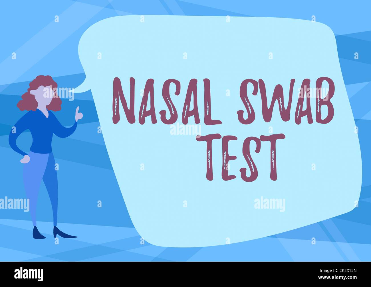 Writing displaying text Nasal Swab Test. Business approach diagnosing an upper respiratory tract infection through nasal secretion Illustration Of Woman Speaking In Chat Cloud Discussing Ideas. Stock Photo