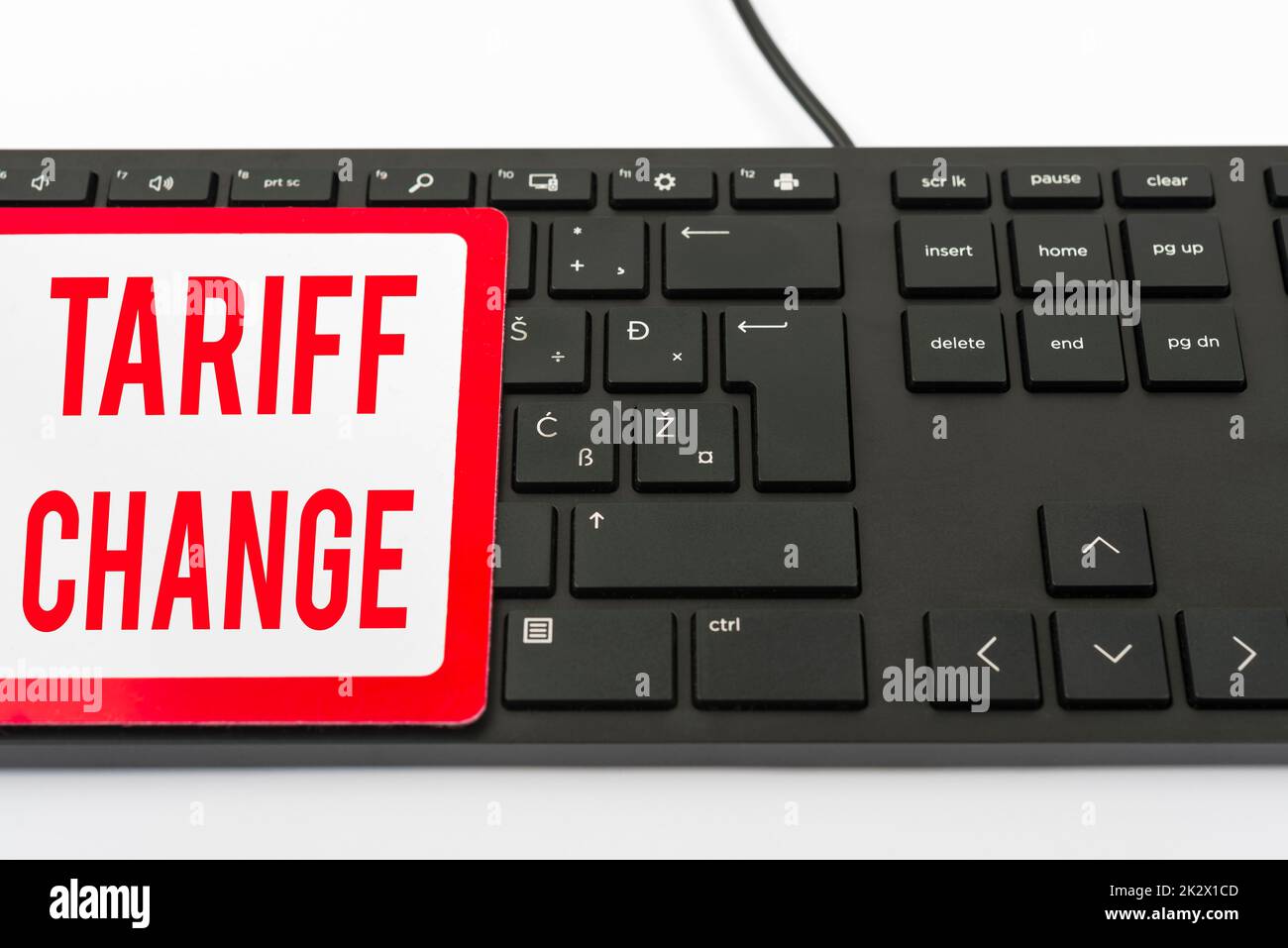 Sign displaying Tariff Change. Concept meaning Amendment of Import