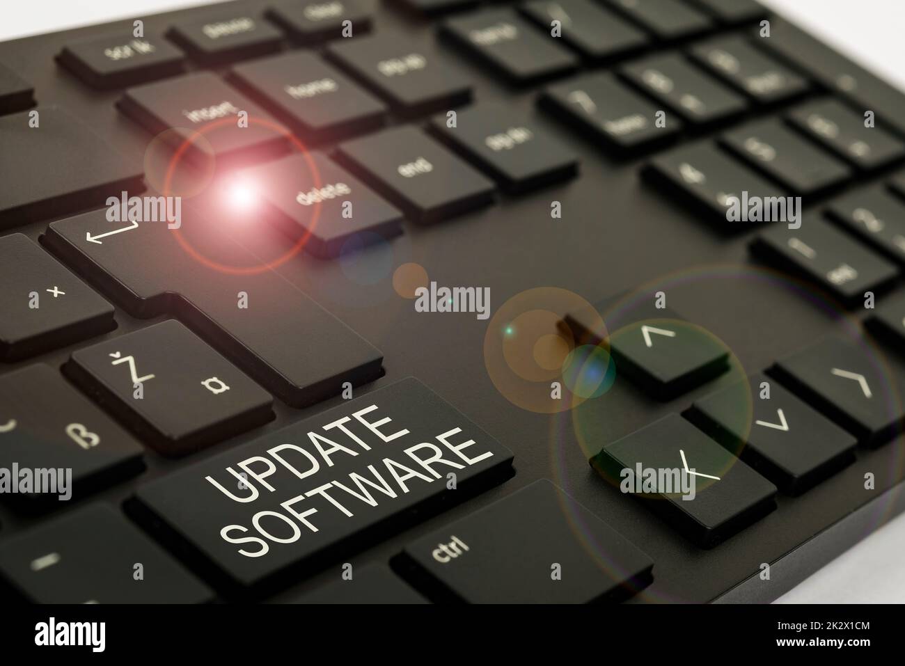 Text caption presenting Update Software. Conceptual photo replacing program with a newer version of same product Computer Keyboard And Symbol.Information Medium For Communication. Stock Photo