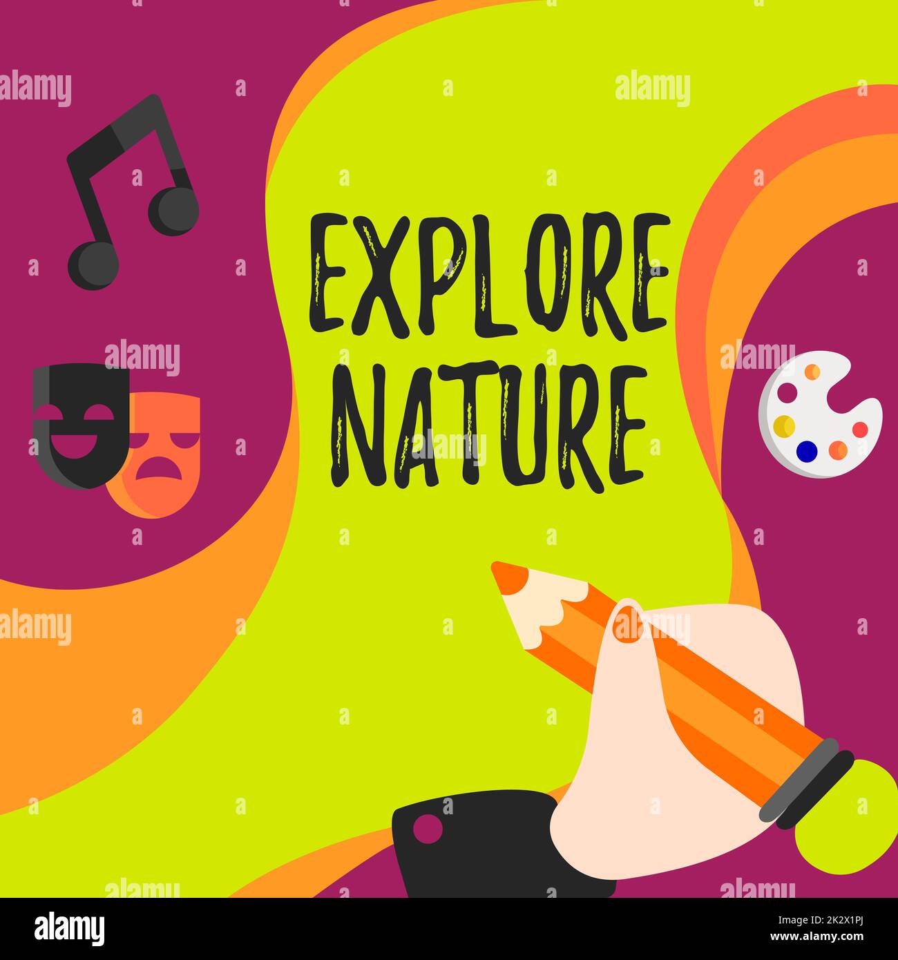 Text sign showing Explore Nature. Concept Reserve Campsite