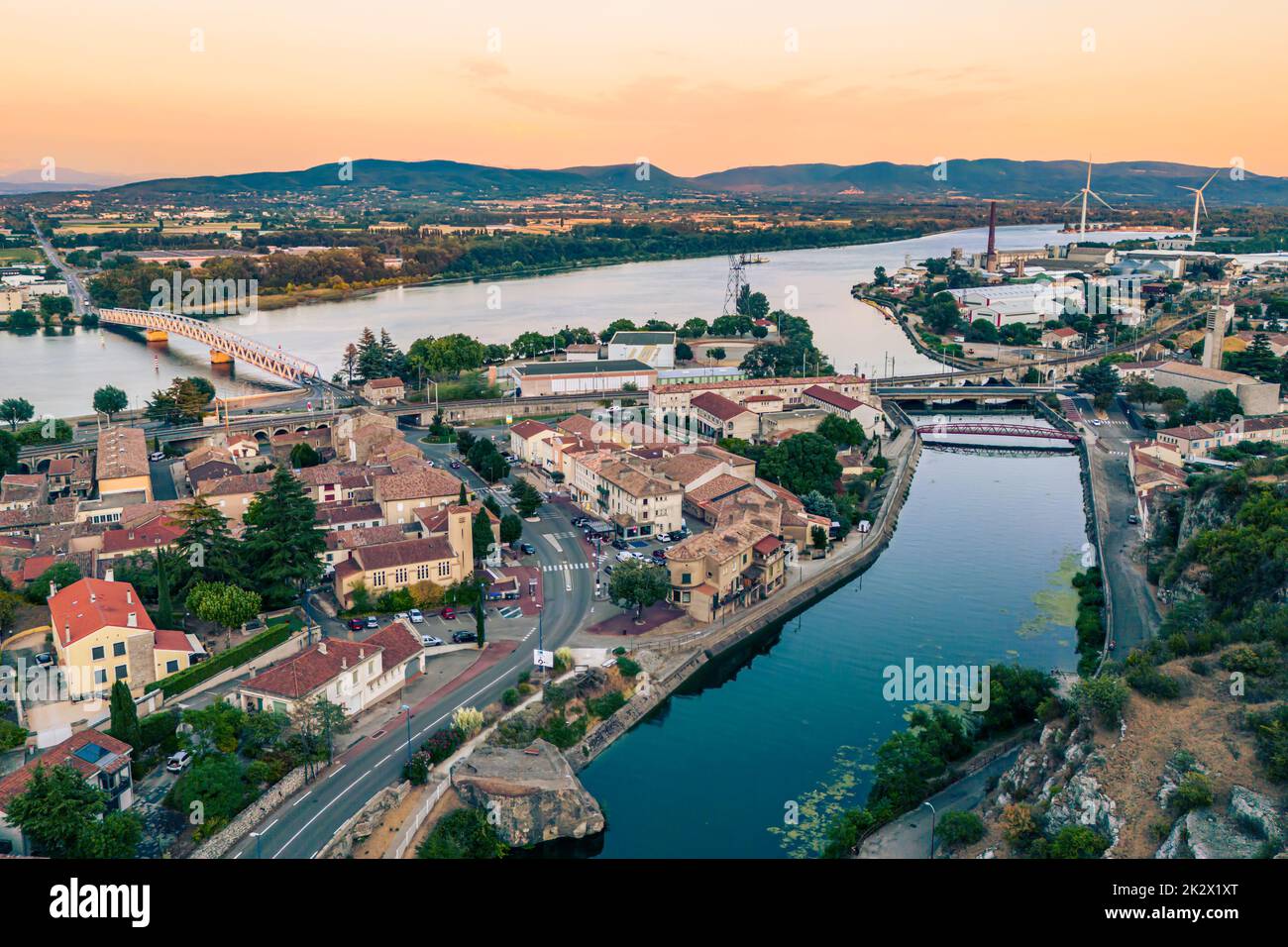 Panorama view of Le Pouzin from the air Stock Photo Alamy