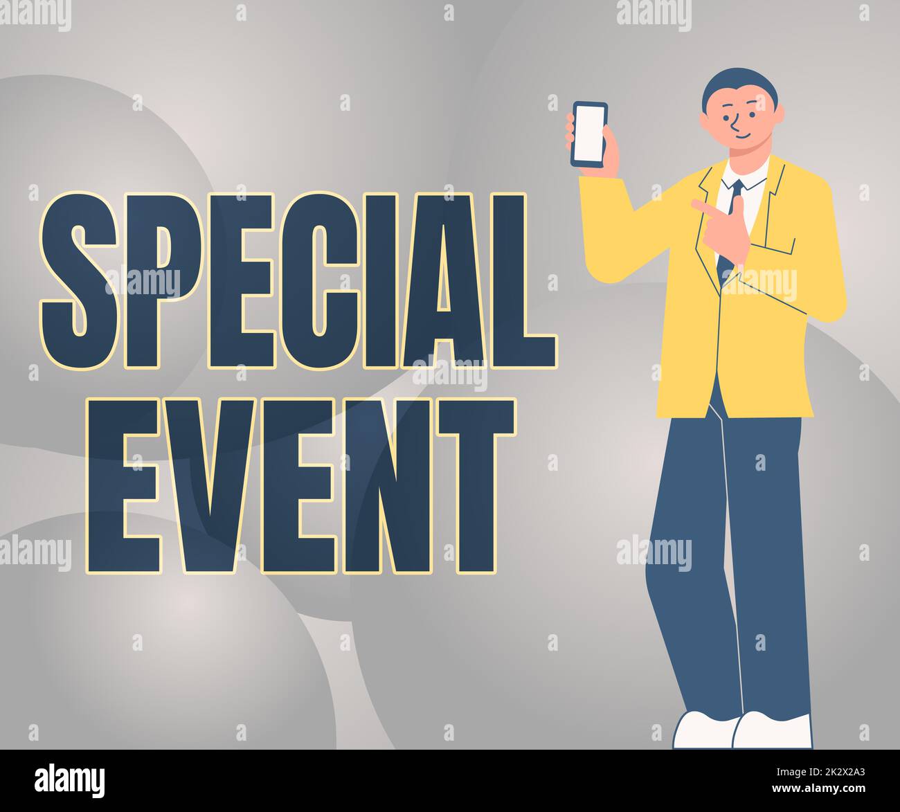 Conceptual display Special Event, Business overview Function to generate money for non profit a Crowded Occassion Man Holding Screen Of Mobile Phone S Stock Photo