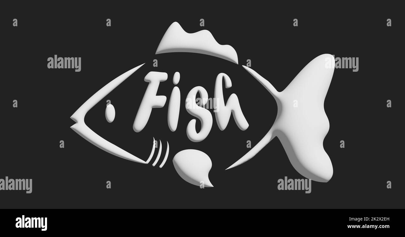 Text stylized as a fish. Stylish design for a brand, label or advertisement Stock Photo