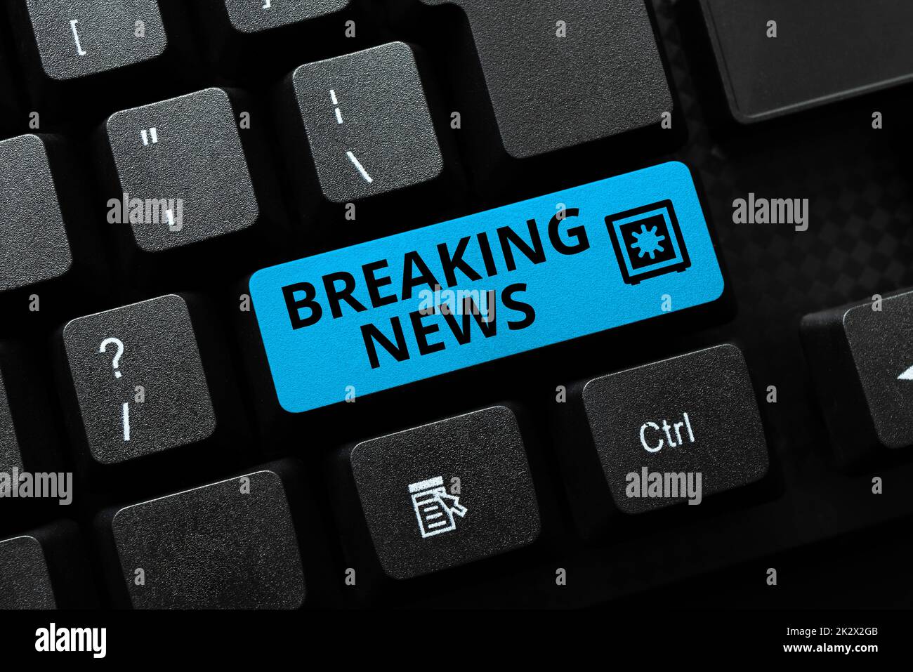 Handwriting text Breaking News. Business overview newly received current information about an occurred event Abstract Office Typing Jobs, Typewriting Important Work Reports Stock Photo