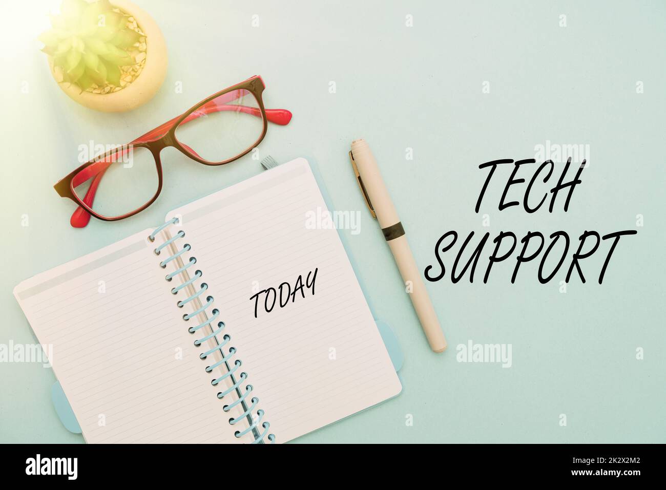 Text showing inspiration Tech Support. Business overview Assisting individuals who are having technical problems Flashy School Office Supplies, Teaching Learning Collections, Writing Tools Stock Photo