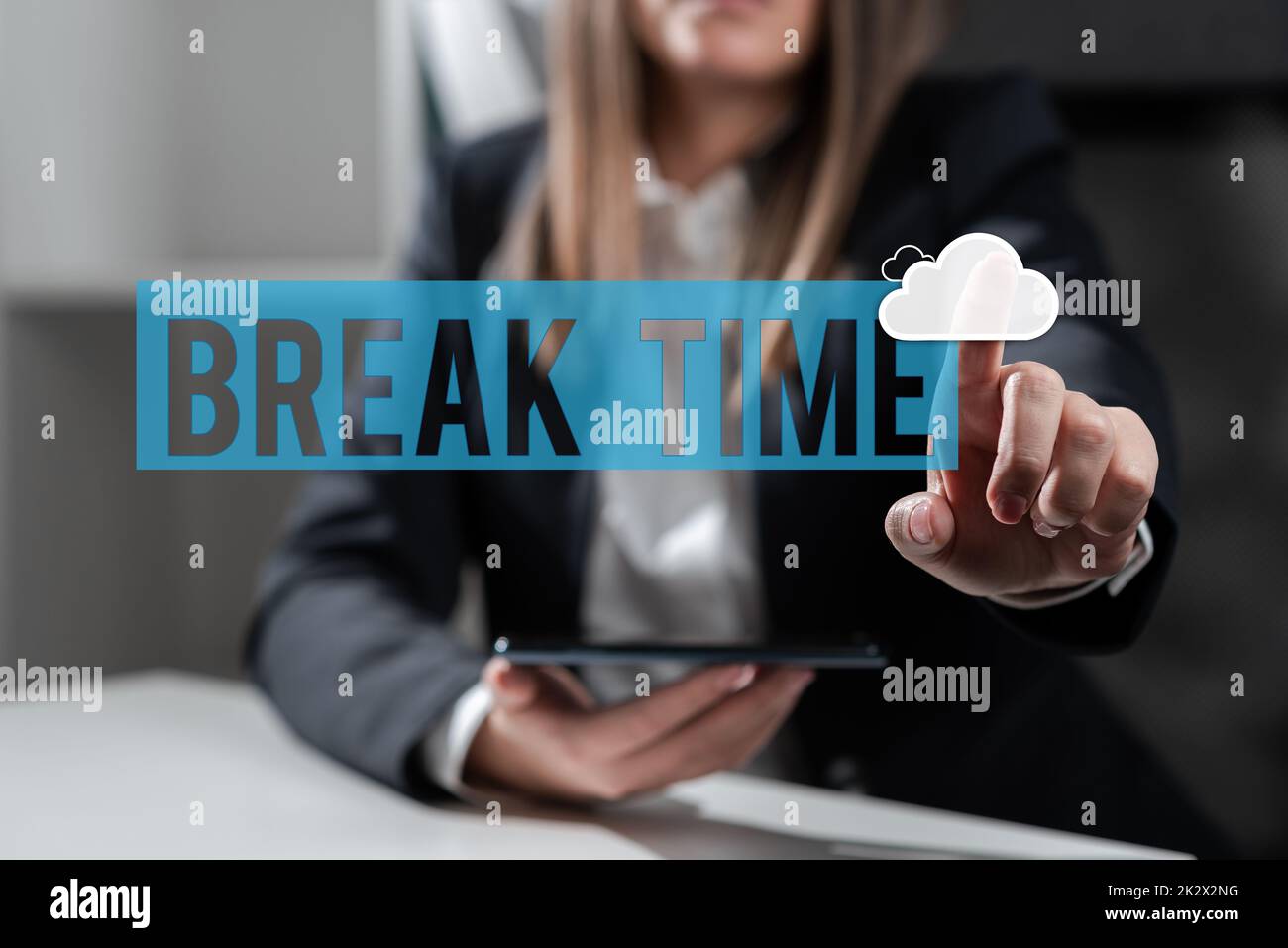 Text showing inspiration Break Time. Internet Concept Period of rest or recreation after doing of certain work -47242 Stock Photo