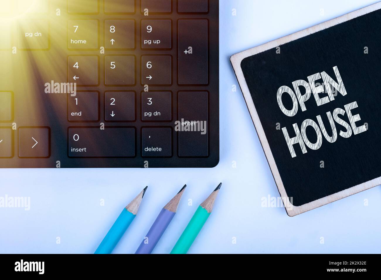 Handwriting text Open House. Business idea you can come whatever whenever want Make yourself at home Computer Keyboard And Symbol.Information Medium For Communication. Stock Photo