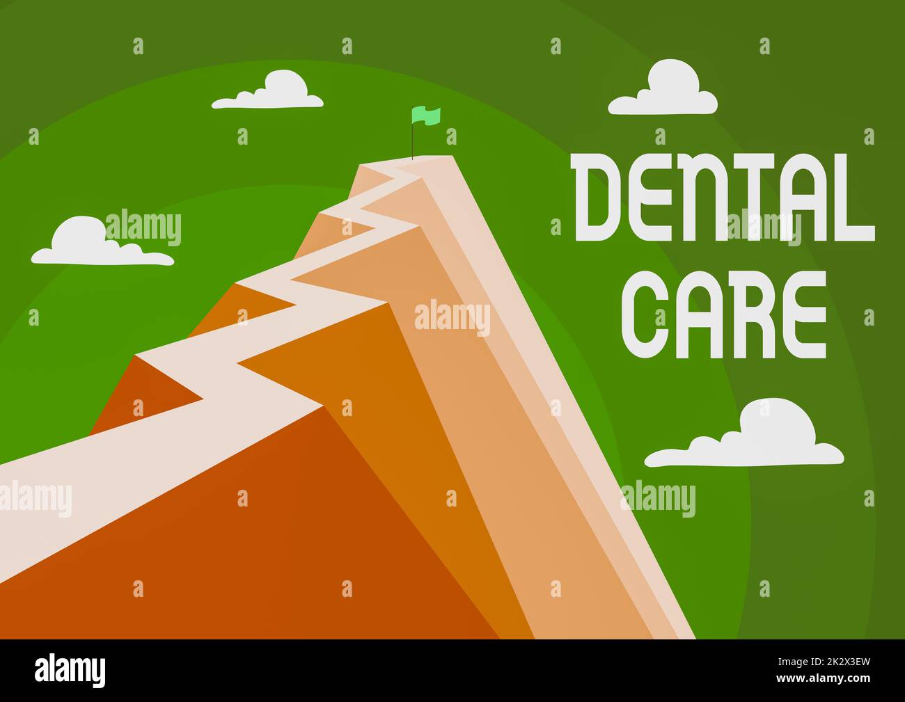 Text caption presenting Dental Care. Business showcase maintenance of healthy teeth or to keep it clean for future Mountain showing high road symbolizing reaching goals successfully. Stock Photo