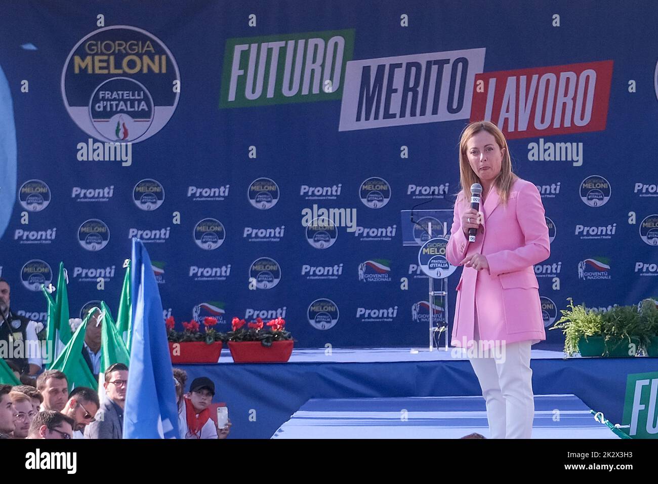 Giorgia Meloni Leader Fratelli D Italia At The End of campaign Rally Giorgia Meloni Leader Fratelli D Italia At The End of campaign Rally