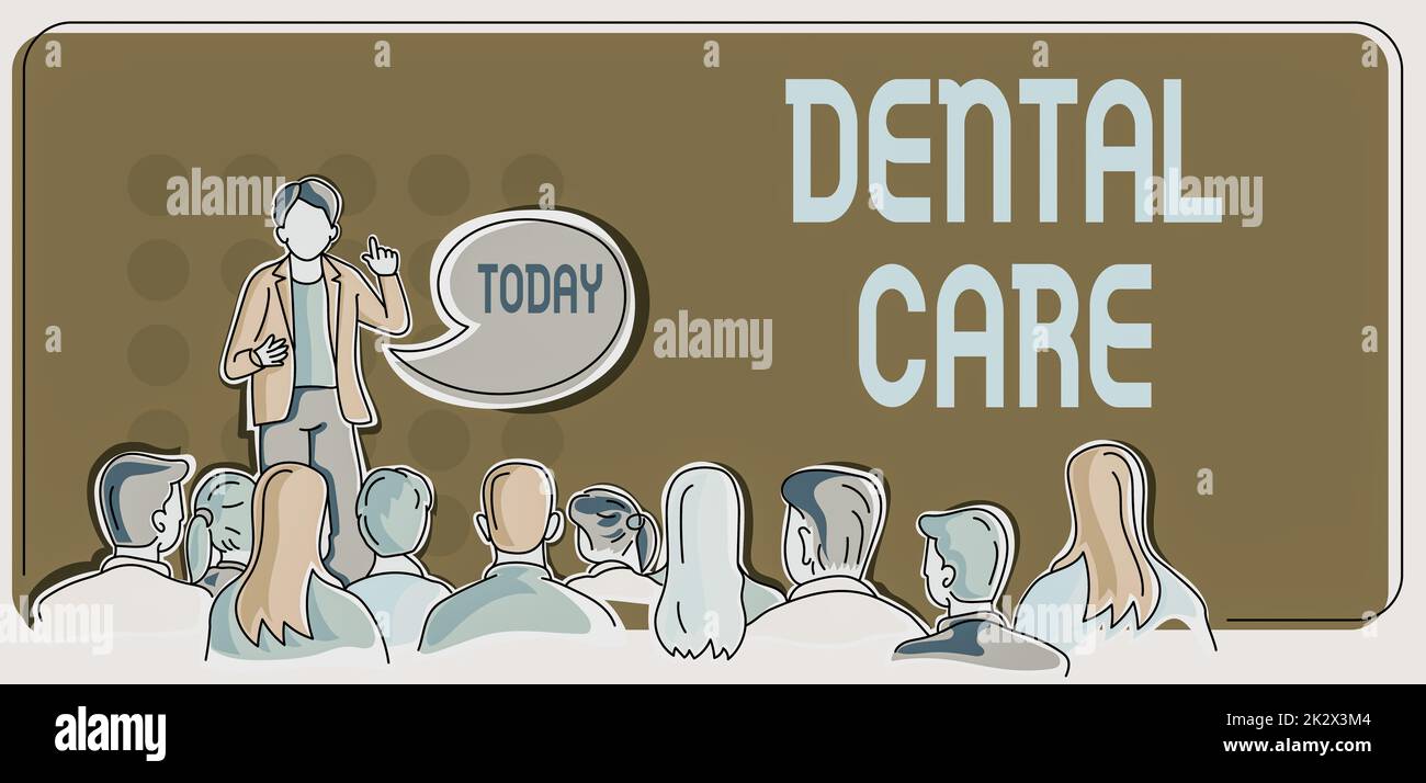 Sign displaying Dental Care. Conceptual photo maintenance of healthy teeth or to keep it clean for future Person delivering presentation displaying newest business strategies. Stock Photo