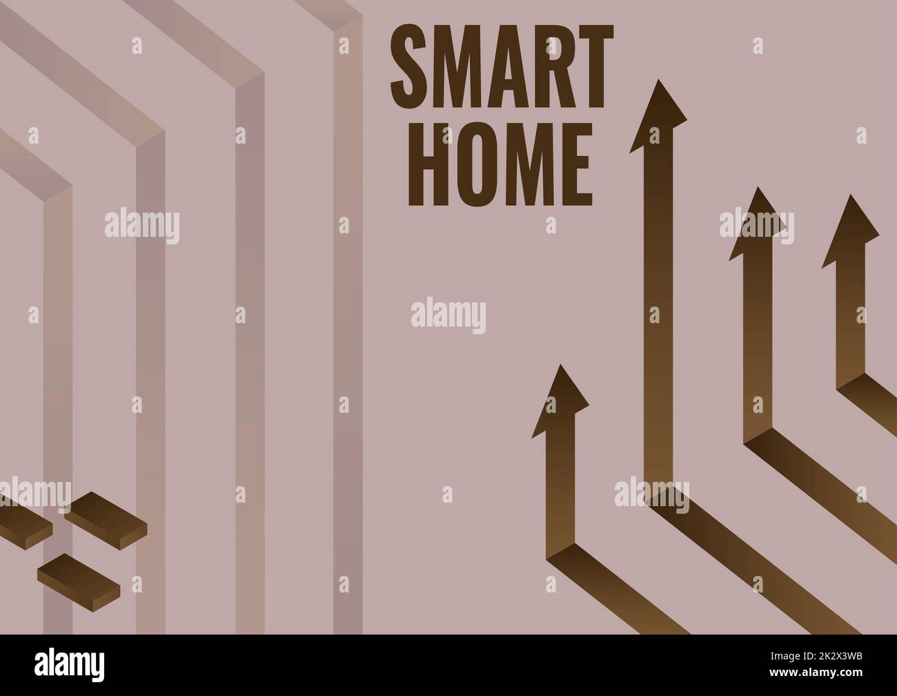 Sign System Arrow Sign displaying Smart Home. Business showcase automation system control ...