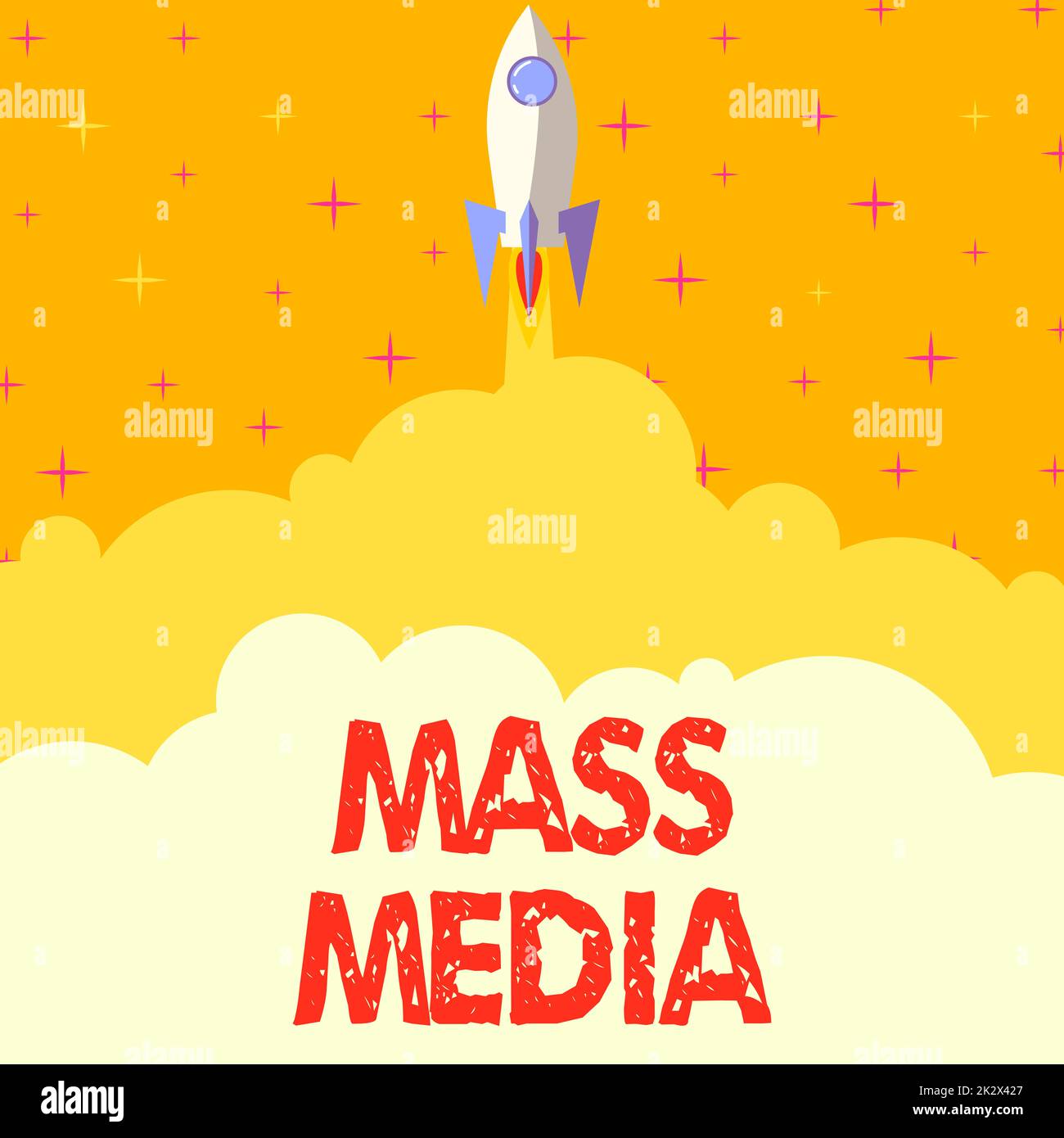 Sign displaying Mass Media. Business concept Group showing making news to the public of what is happening Rocket Ship Launching Fast Straight Up To The Outer Space. Stock Photo