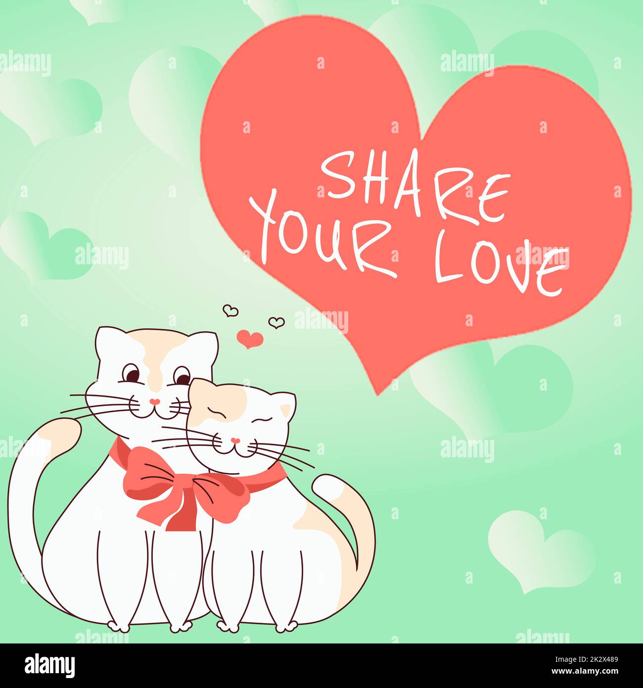 Writing displaying text SHARE YOUR LOVE. Business approach Express love with someone you care Cats tied together with bow represent passionate couple with love goals. Stock Photo