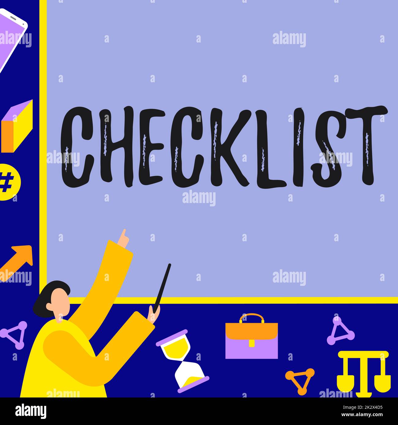 Handwriting text Checklist. Word for List down of the detailed activity as guide of doing something Businessman Pointing Fingerpresentation Board Representing Planning Projects. Stock Photo