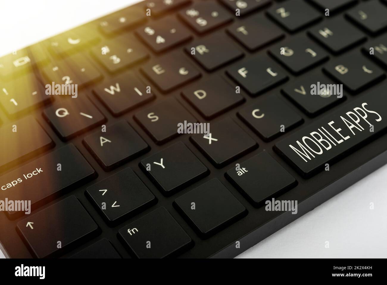 Conceptual display Mobile Apps. Business approach small programs are made to work on phones like app store or app store Computer Keyboard And Symbol.Information Medium For Communication. Stock Photo
