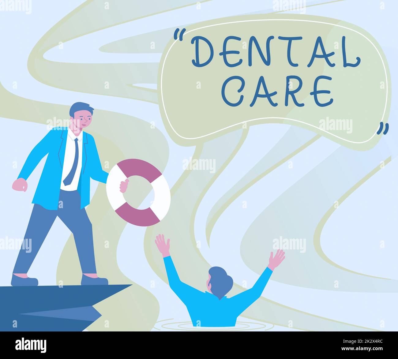 Hand writing sign Dental Care. Business idea maintenance of healthy teeth or to keep it clean for future Gentleman In Suit Helping Colleague Representing Successful Teamwork. Stock Photo
