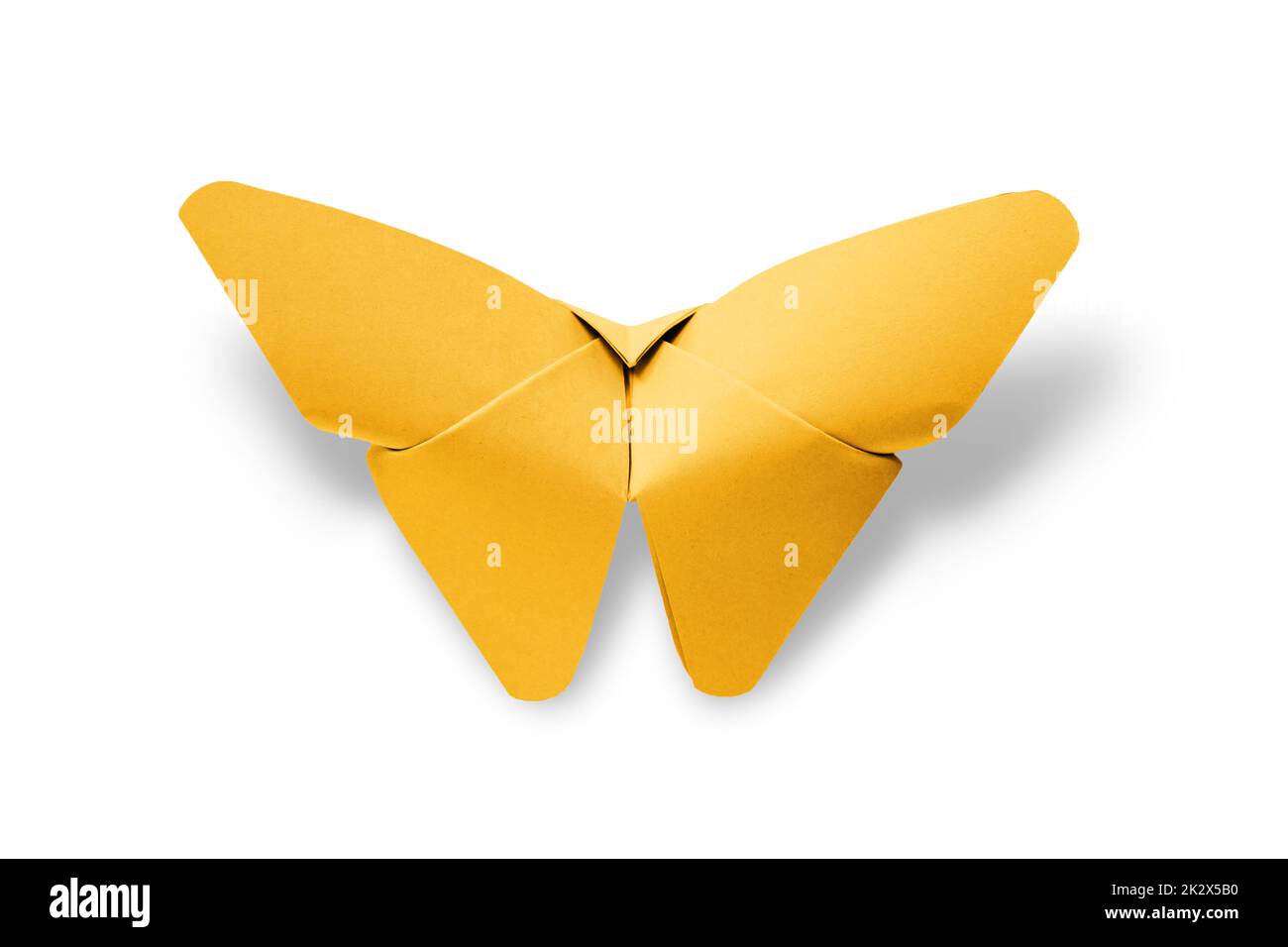 Yellow paper butterfly origami isolated on a white background Stock Photo