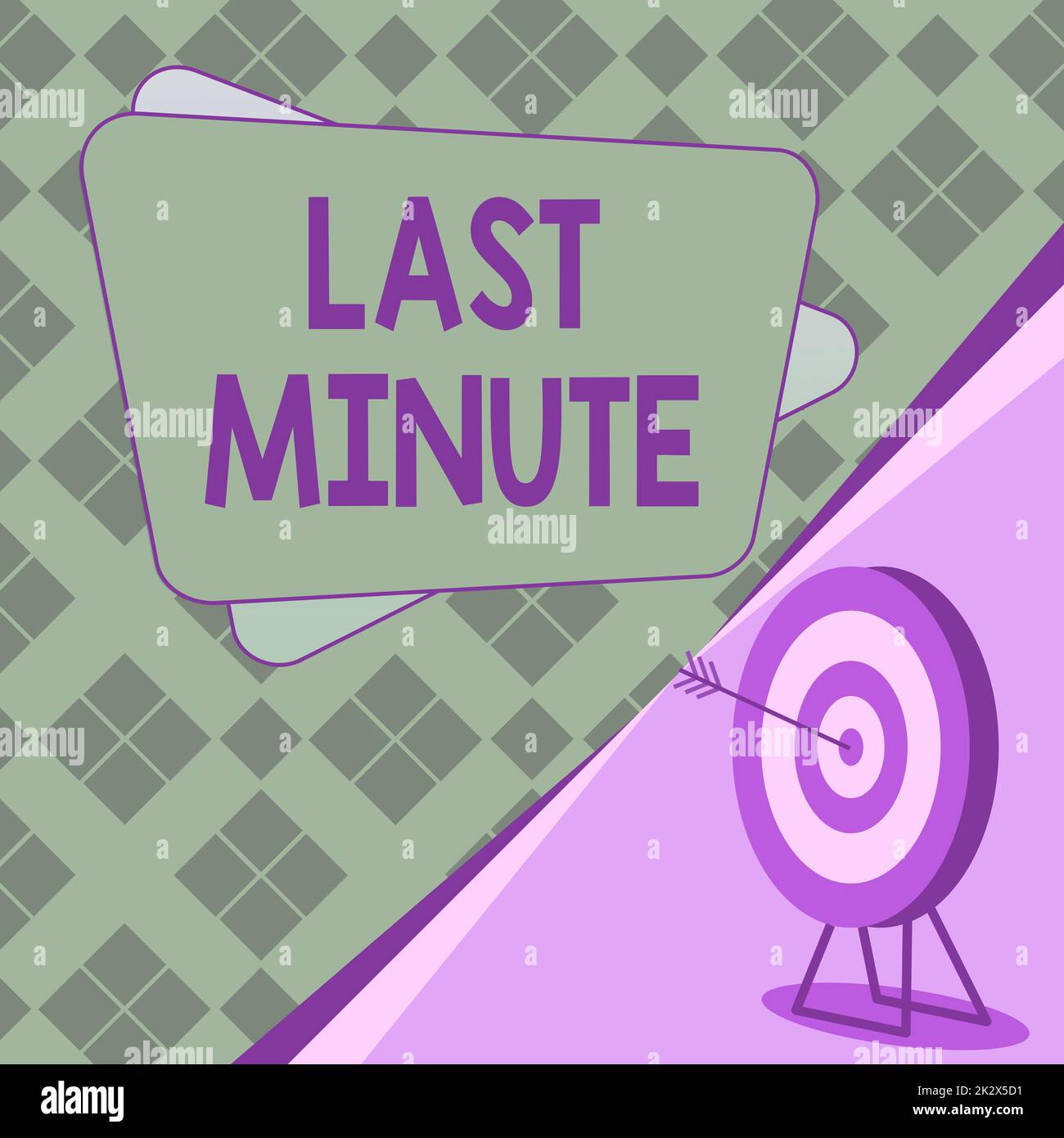 Text caption presenting Last Minute. Concept meaning done or occurring