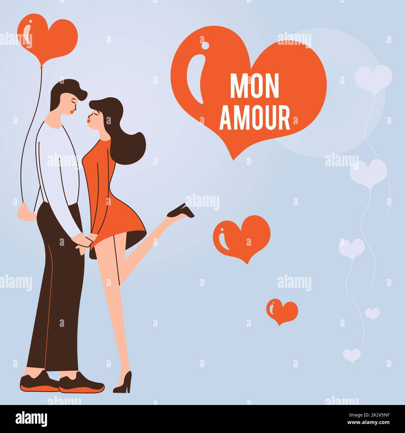 Hand writing sign MON AMOUR. Word for French name of lover Happy