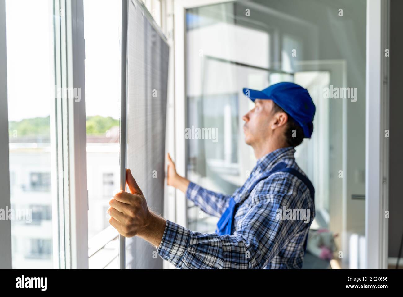 Mosquito Net Frame Install Service Stock Photo