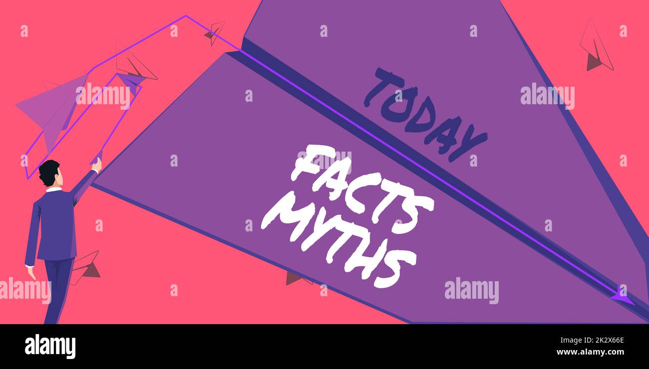 Handwriting text Facts Myths. Concept meaning work based on imagination